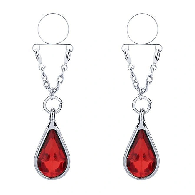 Crystal Fake Nipple Rings – Non-Piercing Adjustable Nipple Jewelry with Dangle Chain