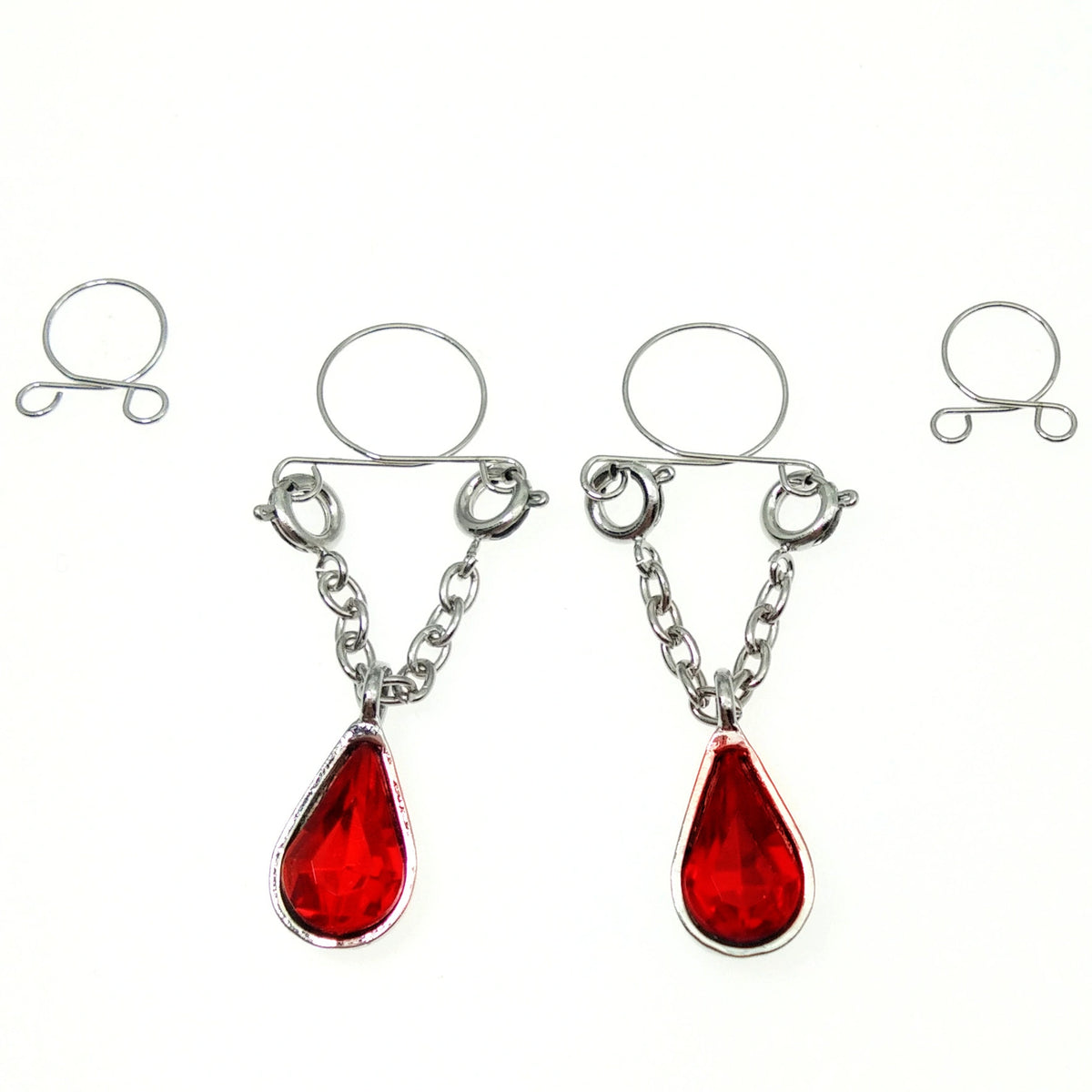 Crystal Fake Nipple Rings – Non-Piercing Adjustable Nipple Jewelry with Dangle Chain