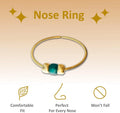 14K Gold Filled Blue Gem Nose Ring Hoop 24G 7mm Handmade Thin Nose Piercing Jewelry