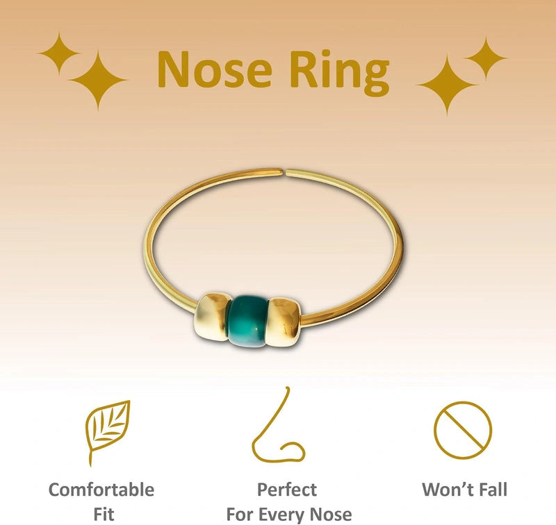 14K Gold Filled Blue Gem Nose Ring Hoop 24G 7mm Handmade Thin Nose Piercing Jewelry