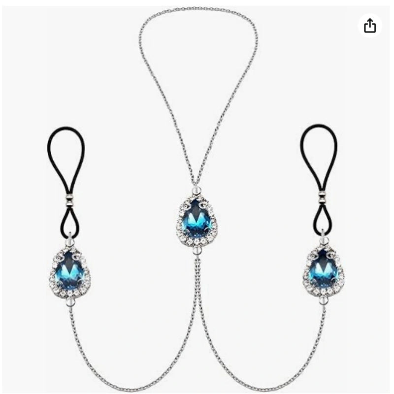 Heart Crystal Pendant Nipple Chain – Non-Piercing Faux Nipple Rings Body Chain for Women