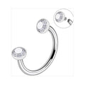 Surgical Steel Double Stud Nose Ring 18g Internally Threaded Cubic Zirconia Daith Piercing Jewelry for Women Inner Diameter 8mm