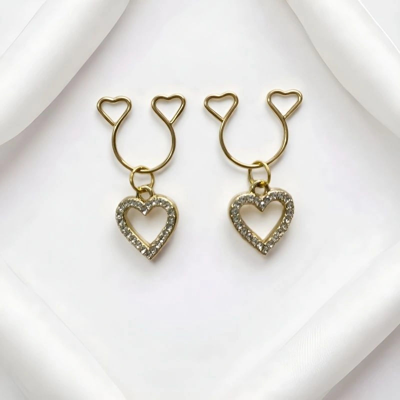 New Fake Nipple Rings | Sweet Heart Stainless Steel Non-Piercing Chest Rings | Creative Body Jewelry