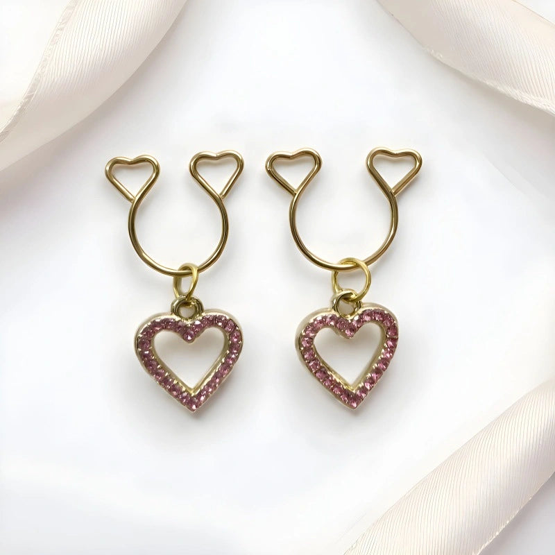 New Fake Nipple Rings | Sweet Heart Stainless Steel Non-Piercing Chest Rings | Creative Body Jewelry