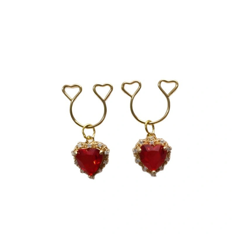 New Fake Nipple Rings | Sweet Heart Stainless Steel Non-Piercing Chest Rings | Creative Body Jewelry