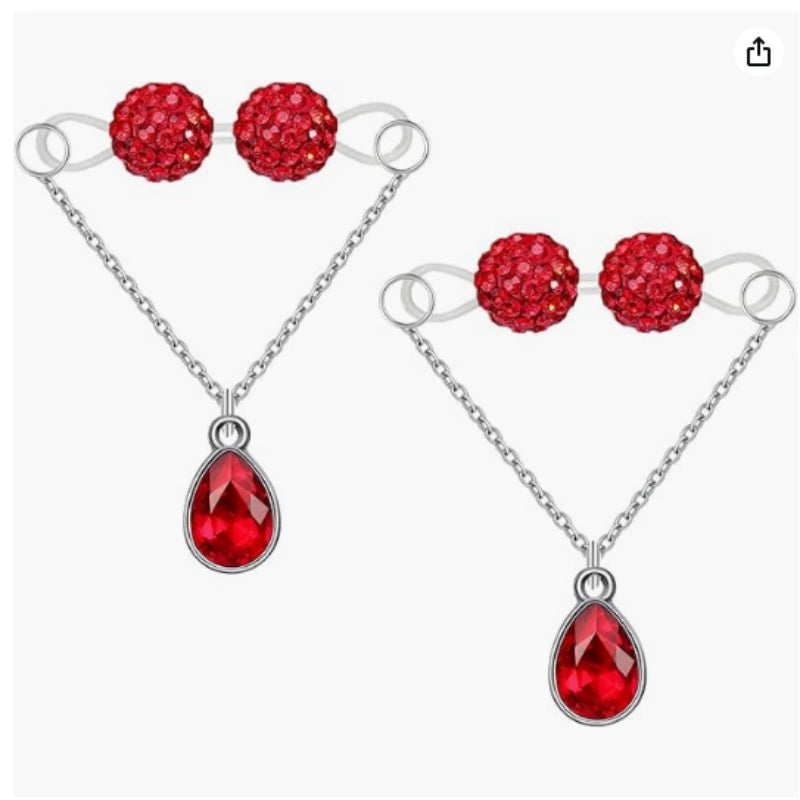 Non-Piercing Nipple Barbells Faux Nipple Rings Adjustable Crystal