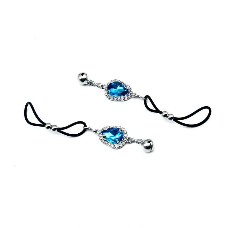 Rhinestone Water Drop Faux Nipple Ring – Non-Piercing Nipple Noose Body Chain Jewelry