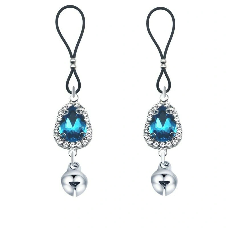 Rhinestone Water Drop Faux Nipple Ring – Non-Piercing Nipple Noose Body Chain Jewelry