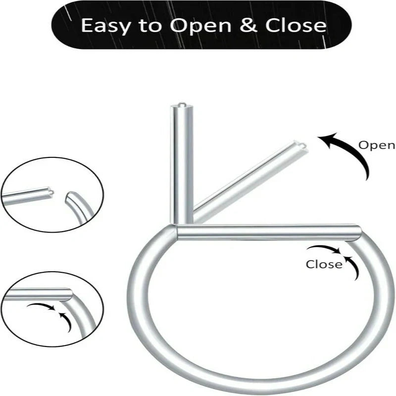 D-Shaped Nipple Rings 14G – 316L Stainless Steel Hinged Clicker Pair