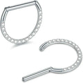 D-Shaped Nipple Rings 14G – 316L Stainless Steel Hinged Clicker Pair