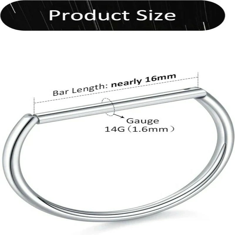 D-Shaped Nipple Rings 14G – 316L Stainless Steel Hinged Clicker Pair