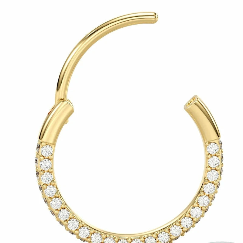 Triple-Sided Micro CZ Nose Hoop 20G Implant-Grade Titanium Clicker Ring
