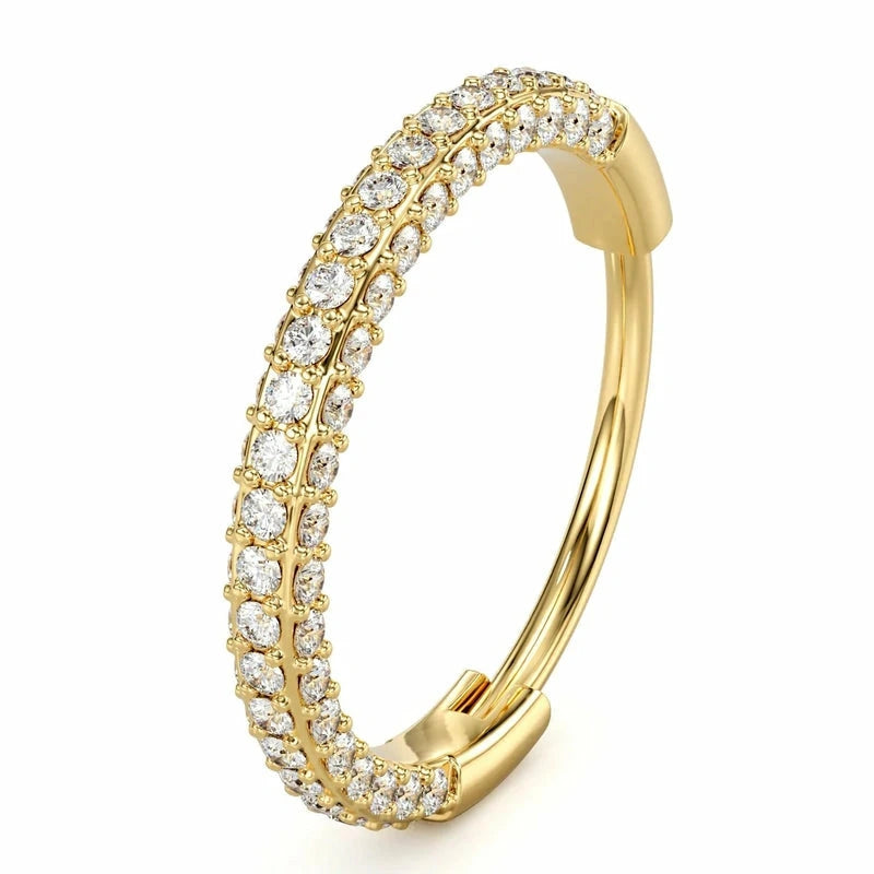 Triple-Sided Micro CZ Nose Hoop 20G Implant-Grade Titanium Clicker Ring