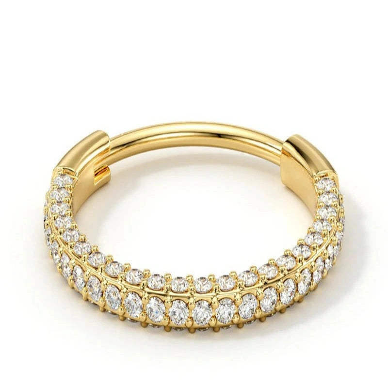 Triple-Sided Micro CZ Nose Hoop 20G Implant-Grade Titanium Clicker Ring